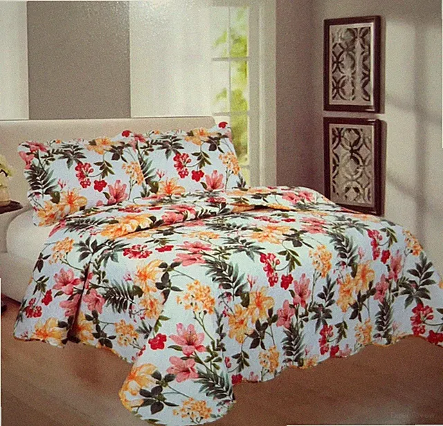 3-Piece Quilt Set Bedspread Lightweight Reversible Coverlet Set Floral