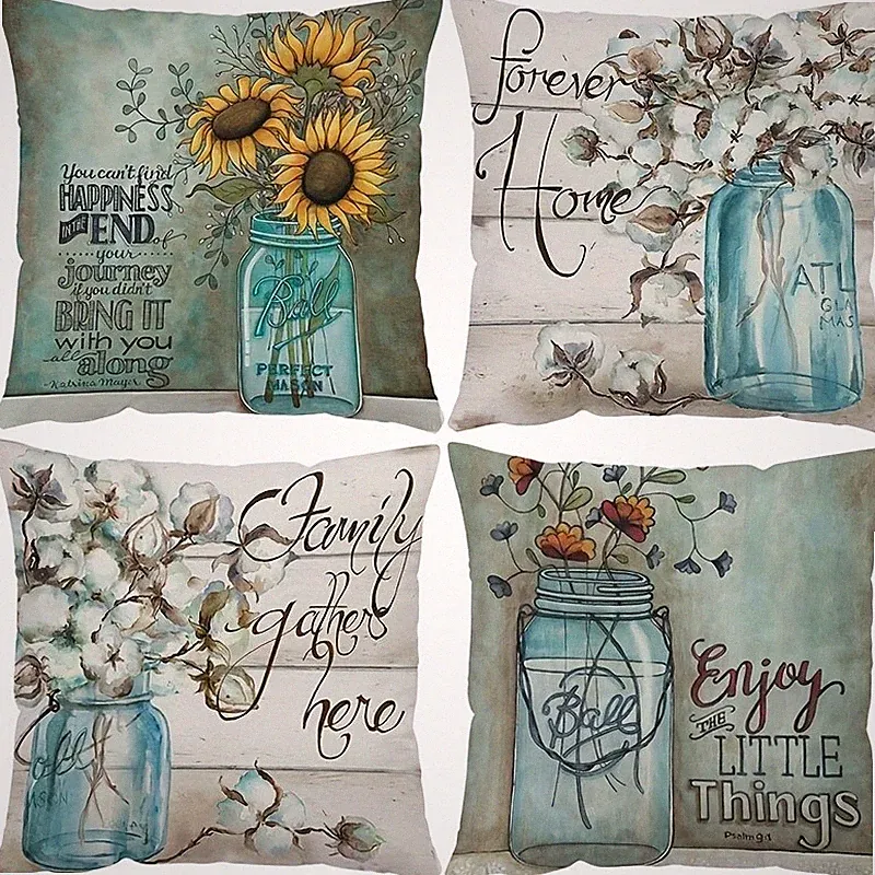 4 Piece Soft and Stylish Pillowcases - Spring Flower Decoration