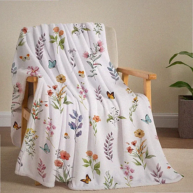 Best Floral Flower Throw Blanket Spring Blankets Botanical Plant Flannel Fleece