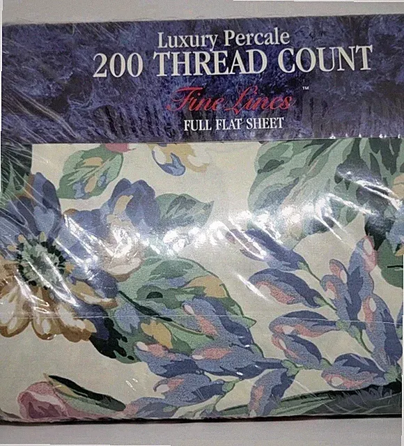 Luxury Percale 200 Thread Count Fine Lines Full Flat Sheet Springs Normandy Chk
