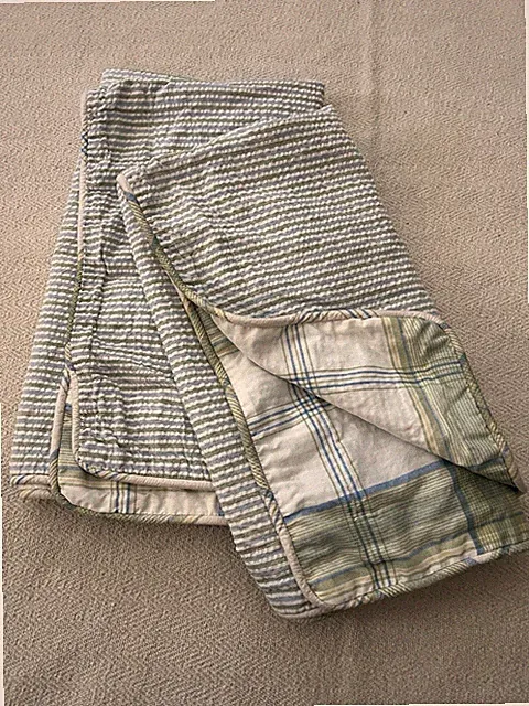 Martha Stewart Everyday Seersucker & Plaid Shams, 2 Standard, Blue Green Cotton