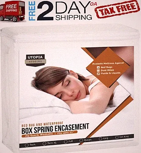 Matress Protector Box Spring Encasement Zippered Cover Pad Bed Bug Protection