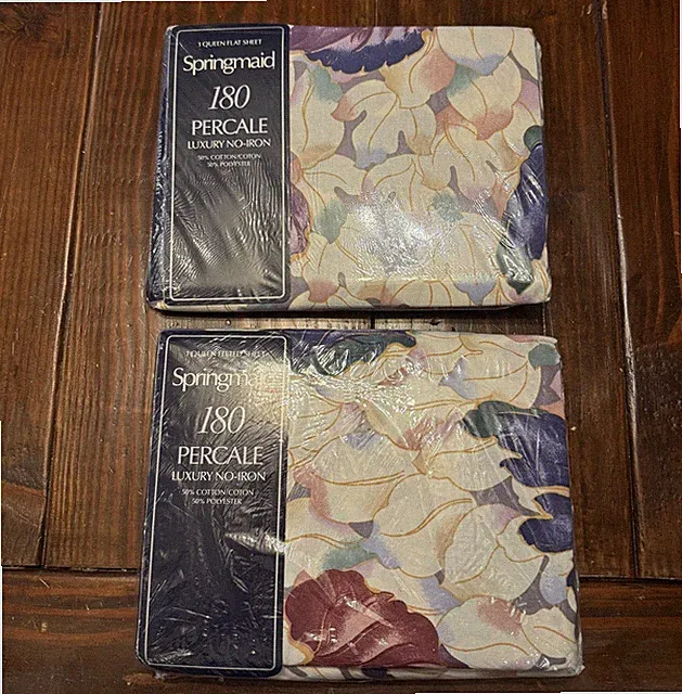 NEW Vintage SPRINGMAID Queen Sheet Set Fitted Flat Spring Jewel II Lilac SEALED