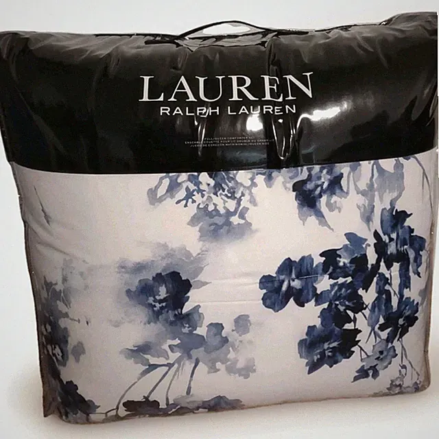 NIP Ralph Lauren Flora Blue White Floral Full/Queen Comforter & Shams Set 3pc