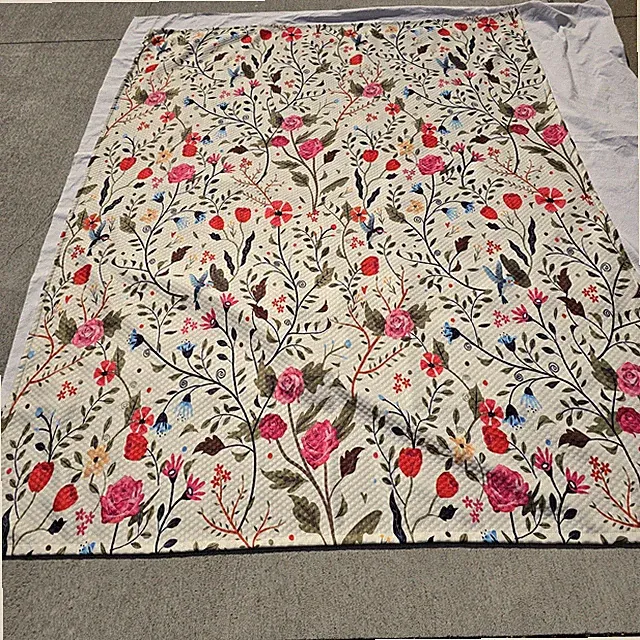 Queen / Full Size Vtg Bedspread with Flowers and Trees ~ Spring Colors 122"x90"