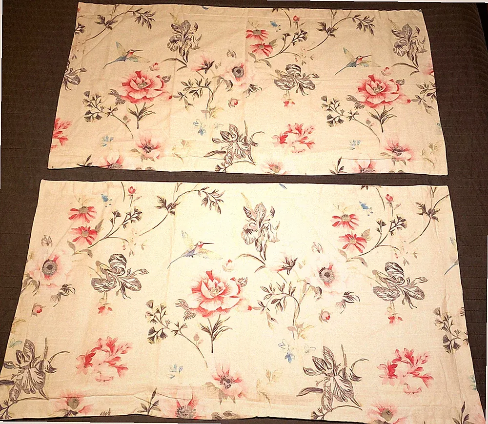 Set 2 Pillow Shams VTG Spring Floral 90s French Country Style Zipper