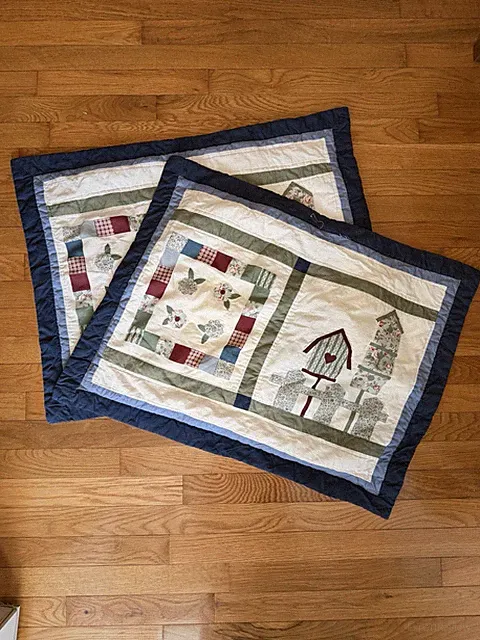 Set 2 Vintage Quilted Spring Country Garden Standard Pillow Shams Case Floral