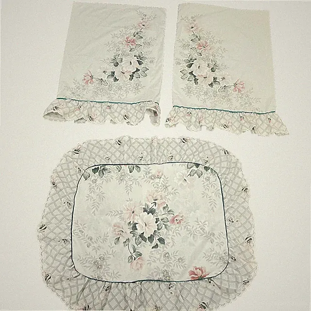 Set of 2 Standard Ruffled Pillowcases & 1 Pillow Sham By Springs Floral