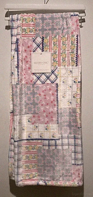 Shabby Chic Kids Throw Blanket 50x70 Spring Pastel Patchwork Floral Plush NWT