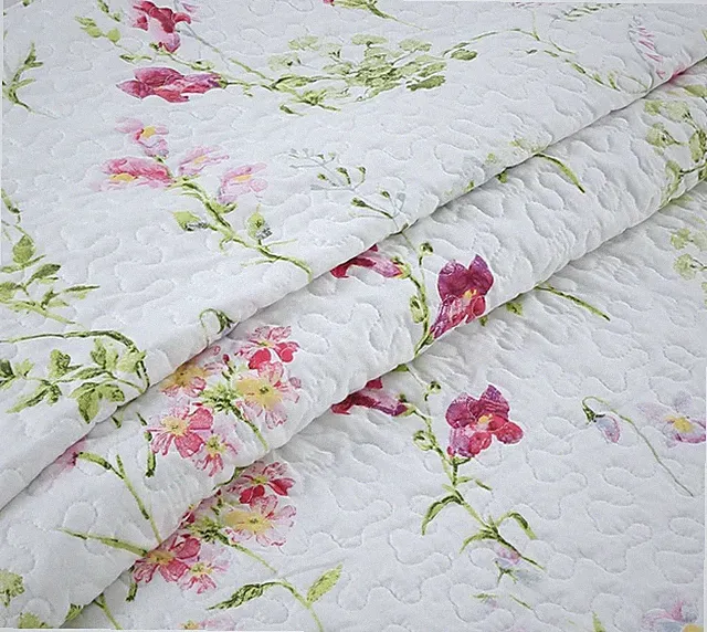 SPRING GARDEN 3pc King QUILT SET : COTTAGE PINK COZY CHIC SHABBY ROSE FLOWERS