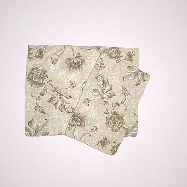 Vintage Shams Pillowcases Springs Designer Beige Green Floral Retro Pair Flowers