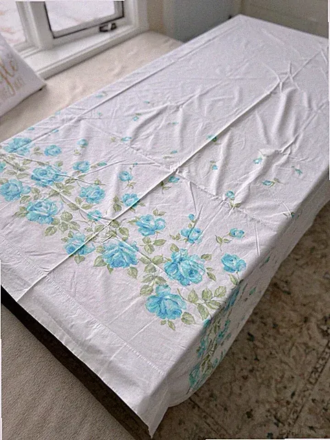 Vintage Sheet Spring Maid Prelude Supercale Blue Floral Border Flat Twin