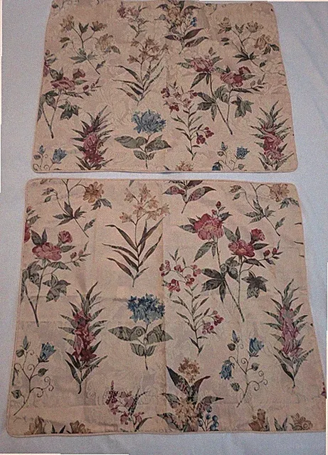 Vintage Springs Standard Pillow Shams Set of 2~ Floral Wildflowers Damask Stripe